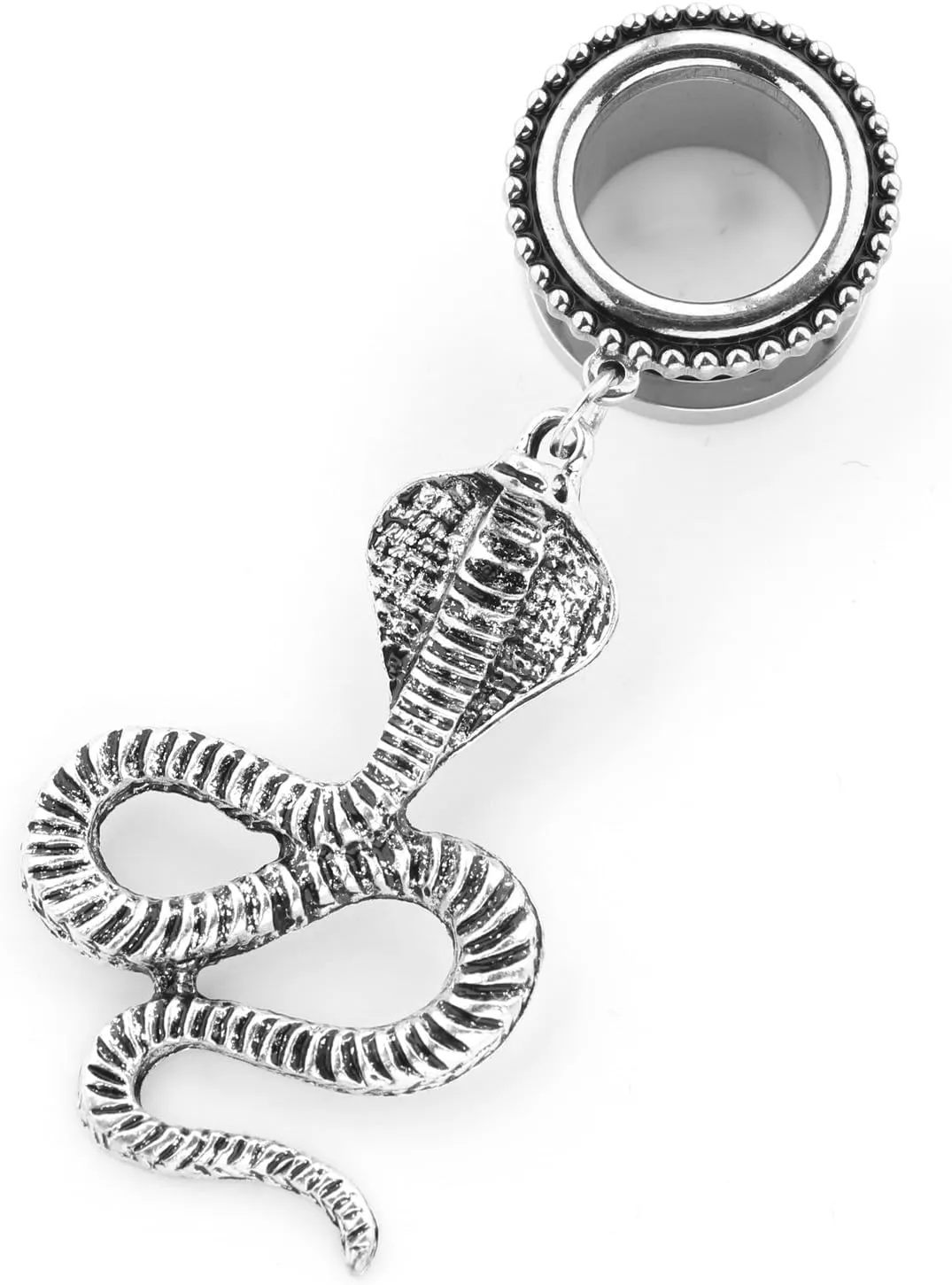King Cobra Dangle 316L Surgical Steel Ear Gauges Tunnels Plugs Statement Earrings