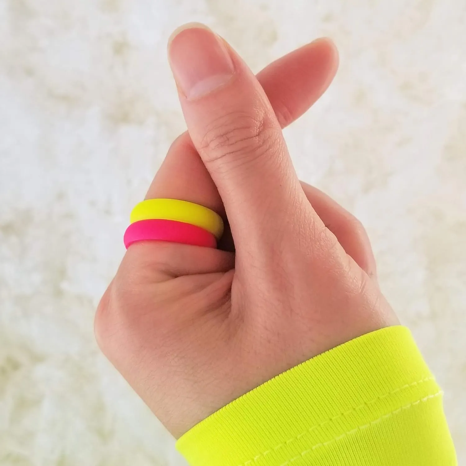 Knot Theory Silicone Rings for Women Rainbow Neon Pink Yellow Orange  Bright Camo Rubber Wedding Band  Gym Workout Pilates Yoga Ring for Her