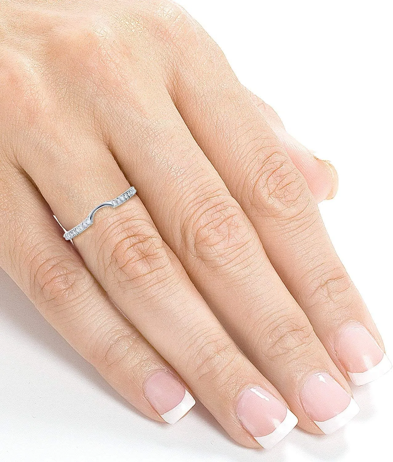 Kobelli Notched 1/8 Carat TDW Diamond Wedding Band in 14k White Gold