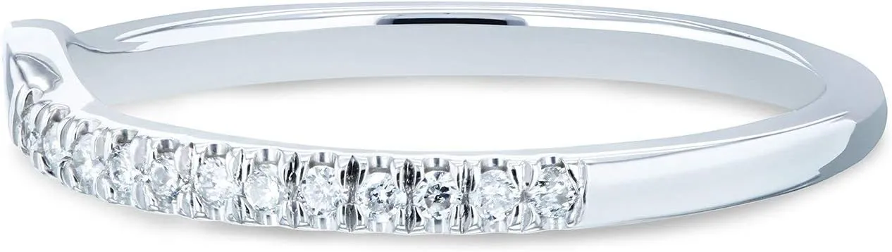 Kobelli Notched 1/8 Carat TDW Diamond Wedding Band in 14k White Gold