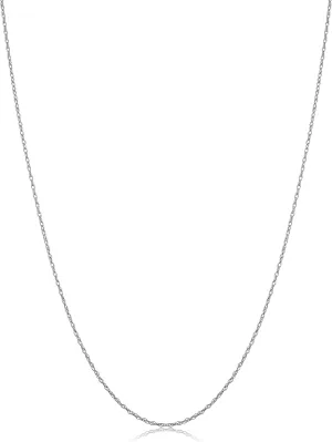 Kooljewelry 10k White Gold Delicate Lightweigtht Thin Rope Chain Necklace For Women (14, 16, 18, 20, 24 or 30 inch - 0.7 mm)