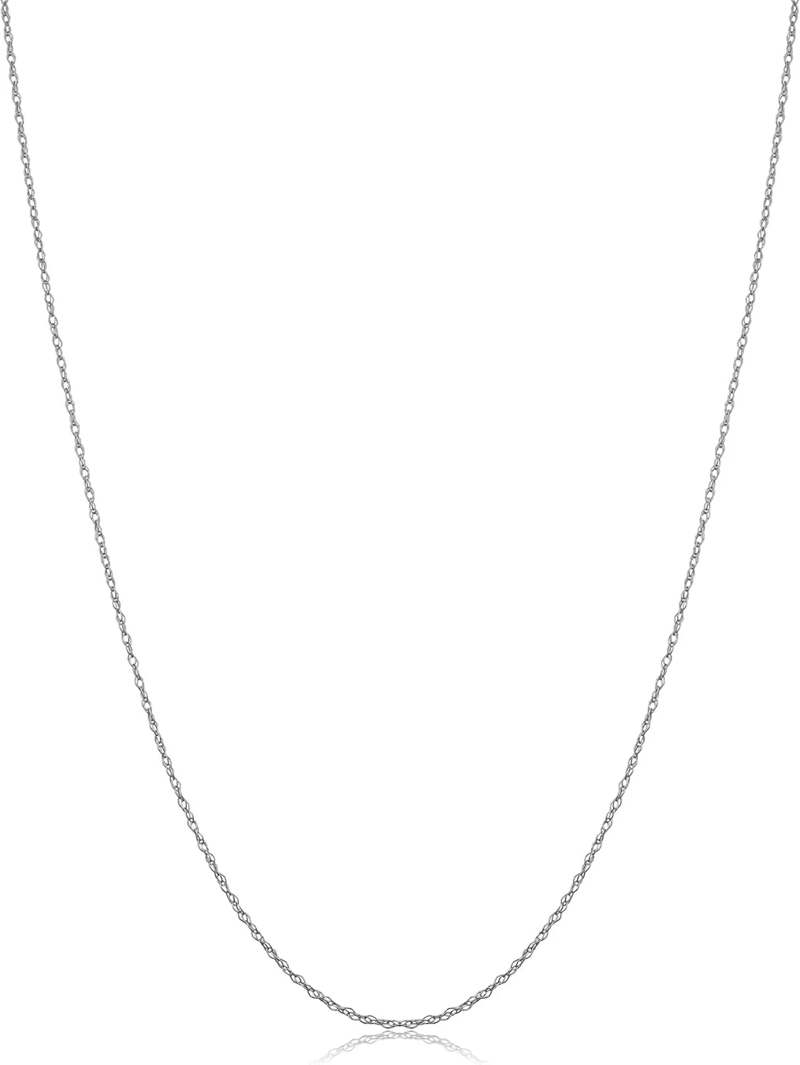 Kooljewelry 10k White Gold Delicate Lightweigtht Thin Rope Chain Necklace For Women (14, 16, 18, 20, 24 or 30 inch - 0.7 mm)