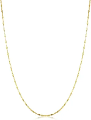 Kooljewelry 14k Yellow Gold Filled Or White Gold Filled 1.5mm Mirror Link Chain Necklace For Women (14, 16, 18, 20, 22, 24 or 30 inch)