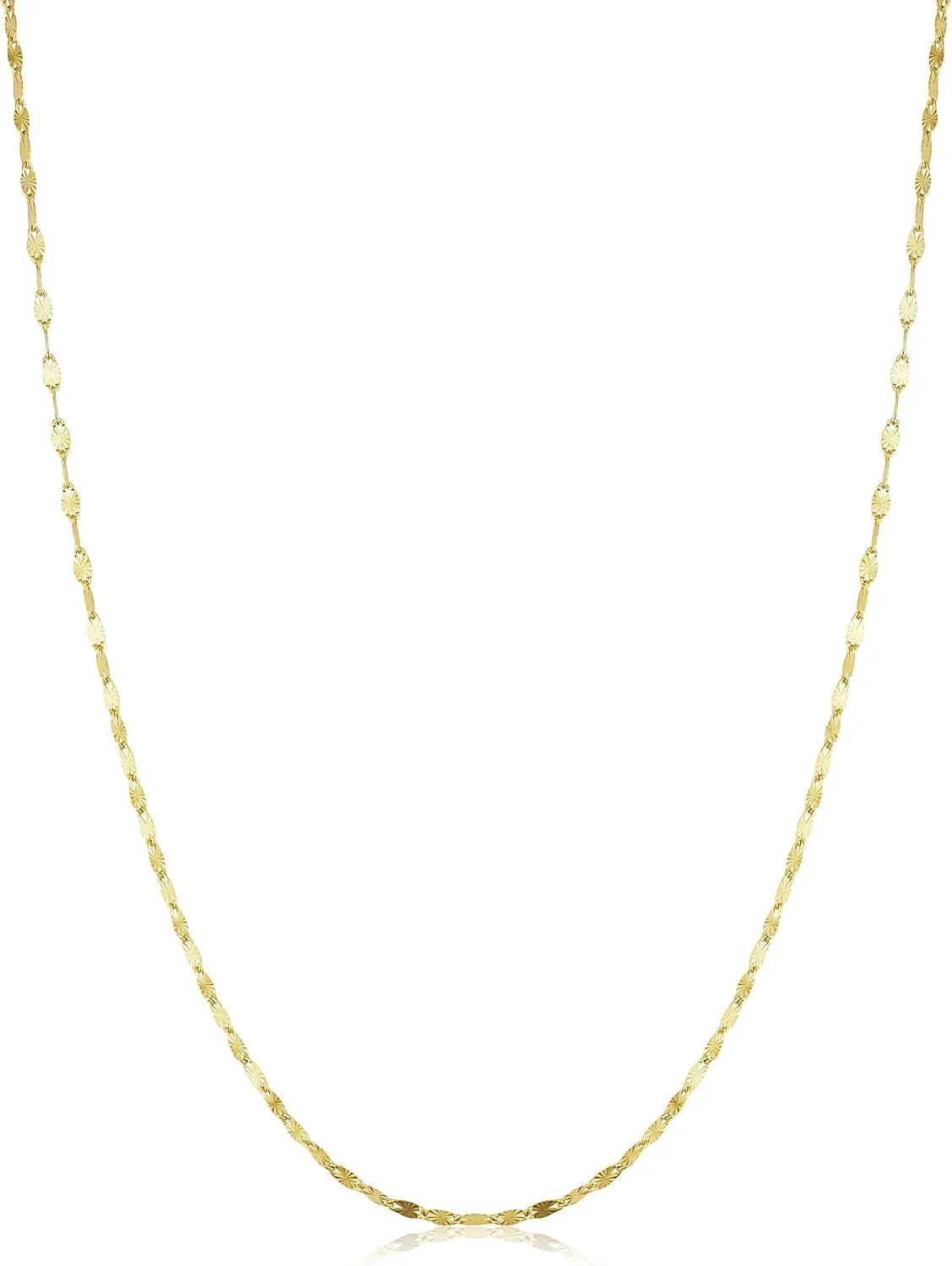 Kooljewelry 14k Yellow Gold Filled Or White Gold Filled 1.5mm Mirror Link Chain Necklace For Women (14, 16, 18, 20, 22, 24 or 30 inch)