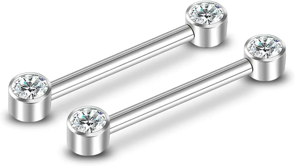 Lantine 14g Nipple Rings G23 Titanium Nipplerings Straight Barbells Tongue Ring Bar Piercing Jewelry