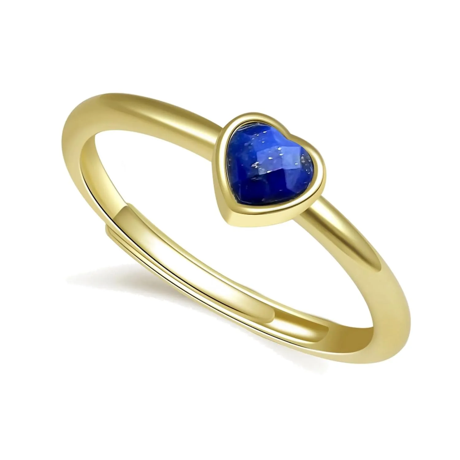 Lapis Lazuli Ring, Natural Blue Gemstone Heart Rings Lapis Lazuli Jewelry, 14K Gold Plated Statement Ring for Women, Handmade Bohemian Jewelry