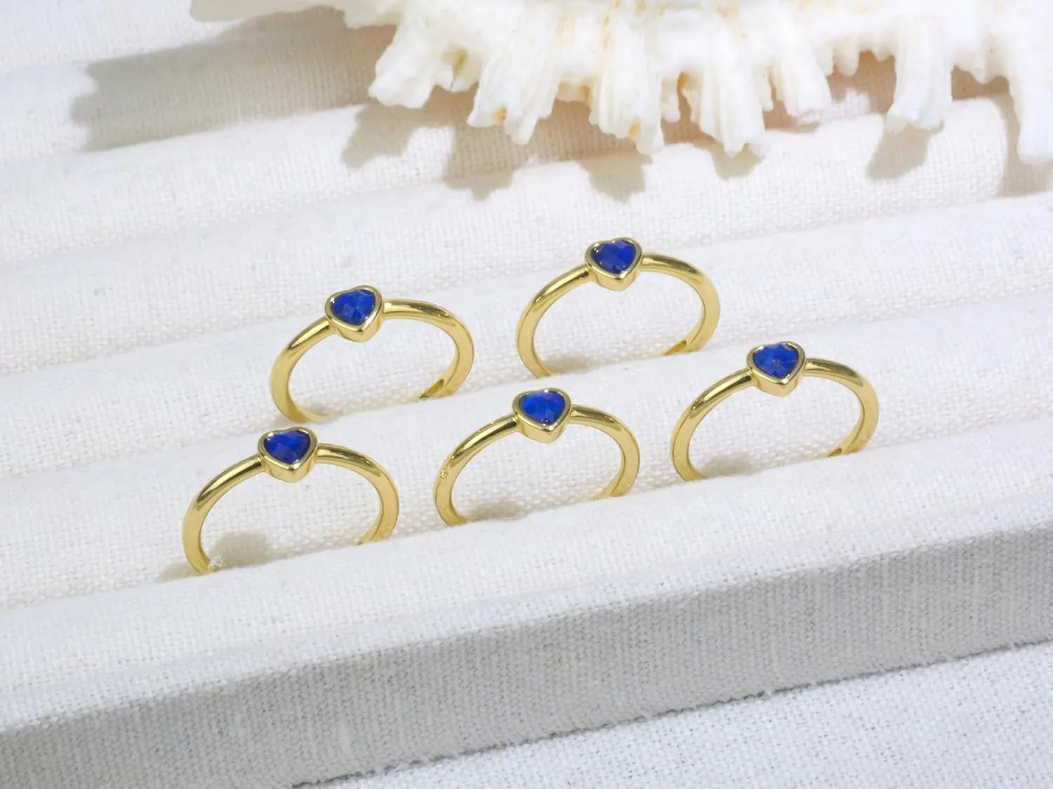 Lapis Lazuli Ring, Natural Blue Gemstone Heart Rings Lapis Lazuli Jewelry, 14K Gold Plated Statement Ring for Women, Handmade Bohemian Jewelry