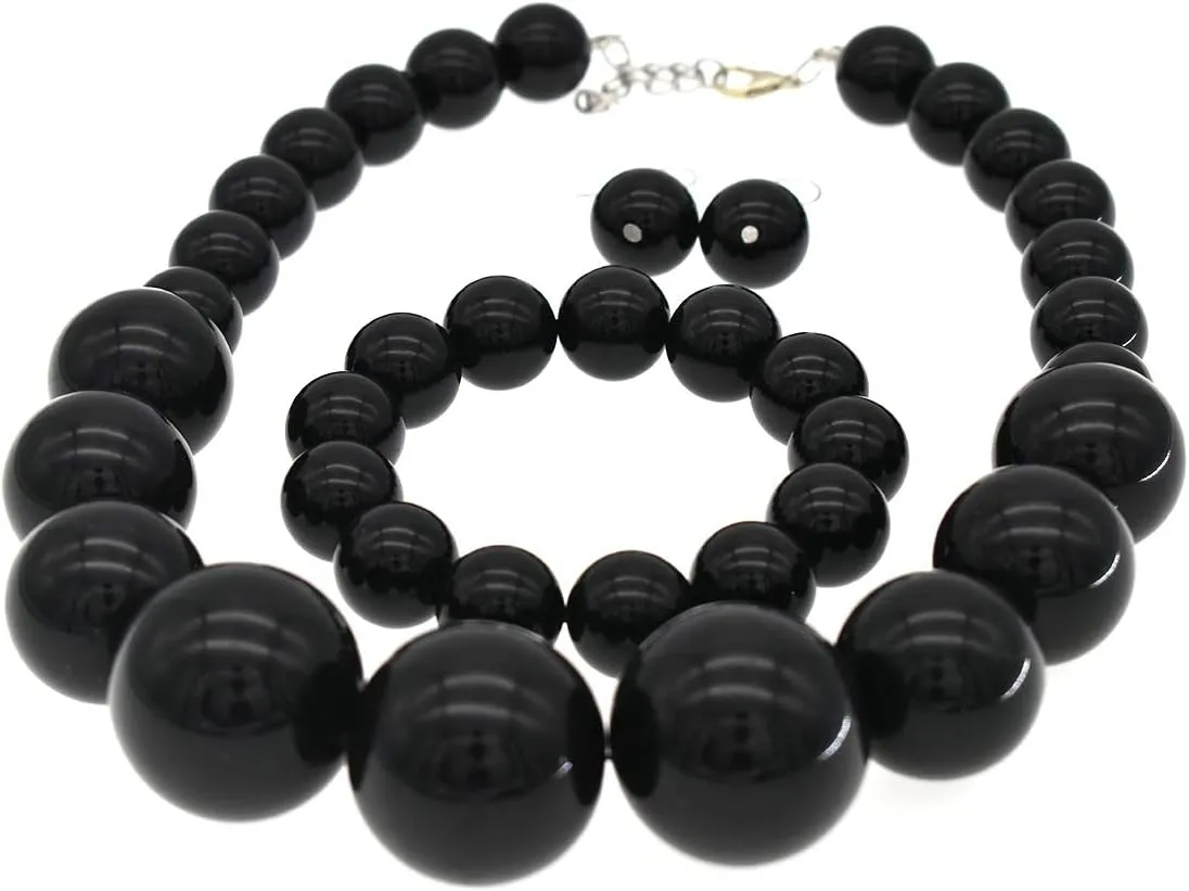 Large Big Faux Pearl Necklace for Women Chunky Pearl Necklace and Earrings set 1920s Costume Jewelry set Prom party Wedding