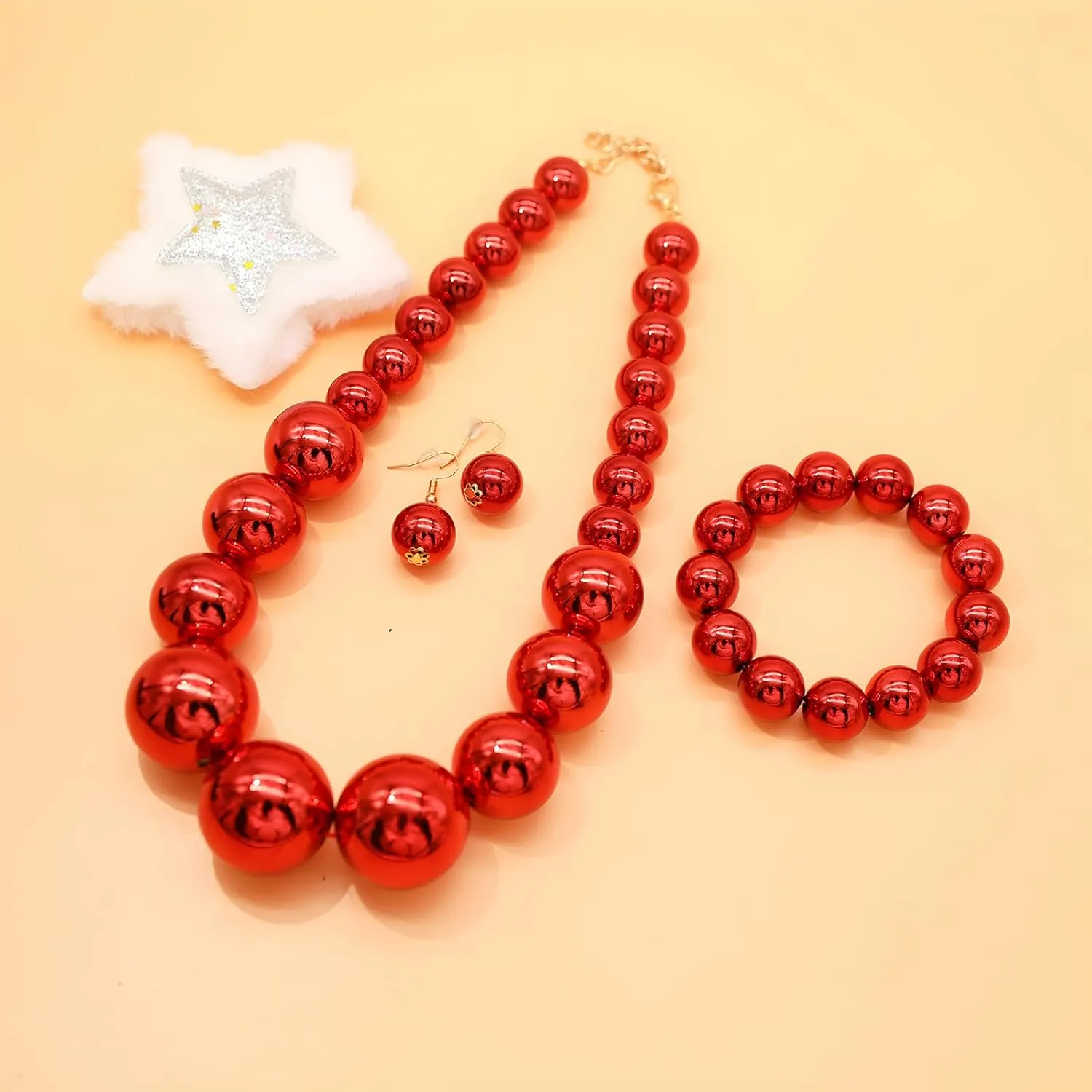 Large Big Faux Pearl Necklace for Women Chunky Pearl Necklace and Earrings set 1920s Costume Jewelry set Prom party Wedding