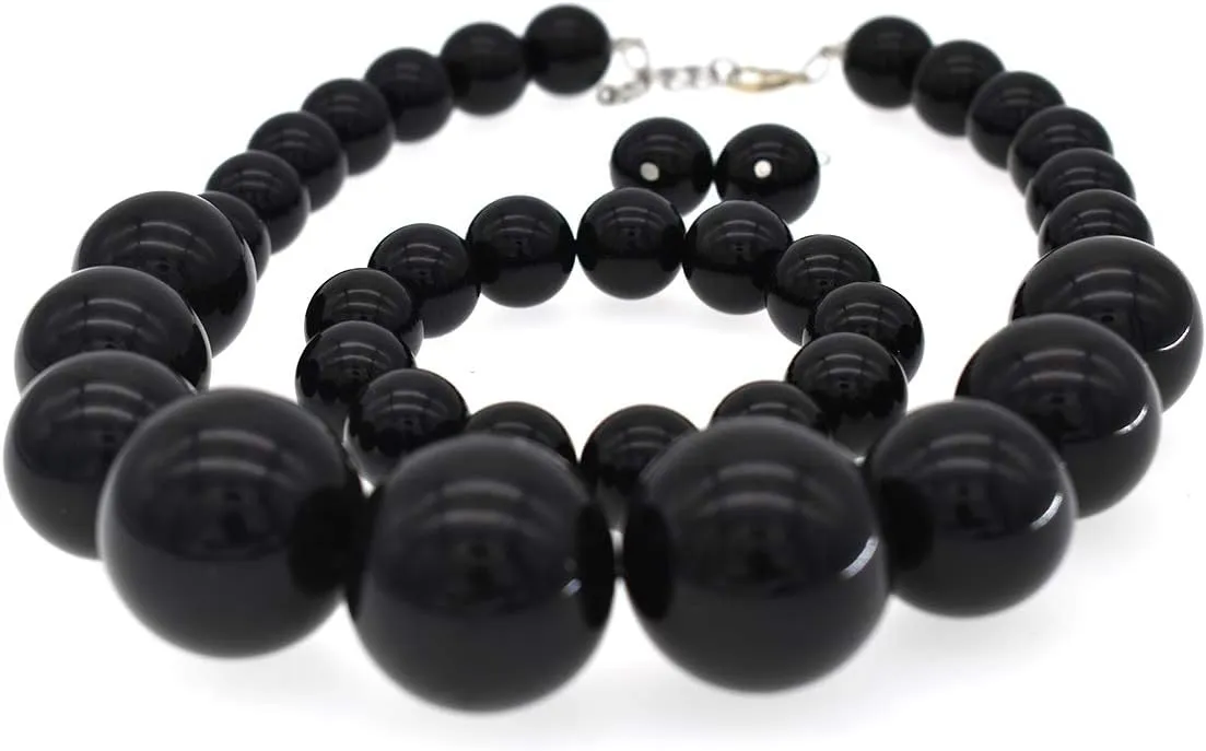 Large Big Faux Pearl Necklace for Women Chunky Pearl Necklace and Earrings set 1920s Costume Jewelry set Prom party Wedding