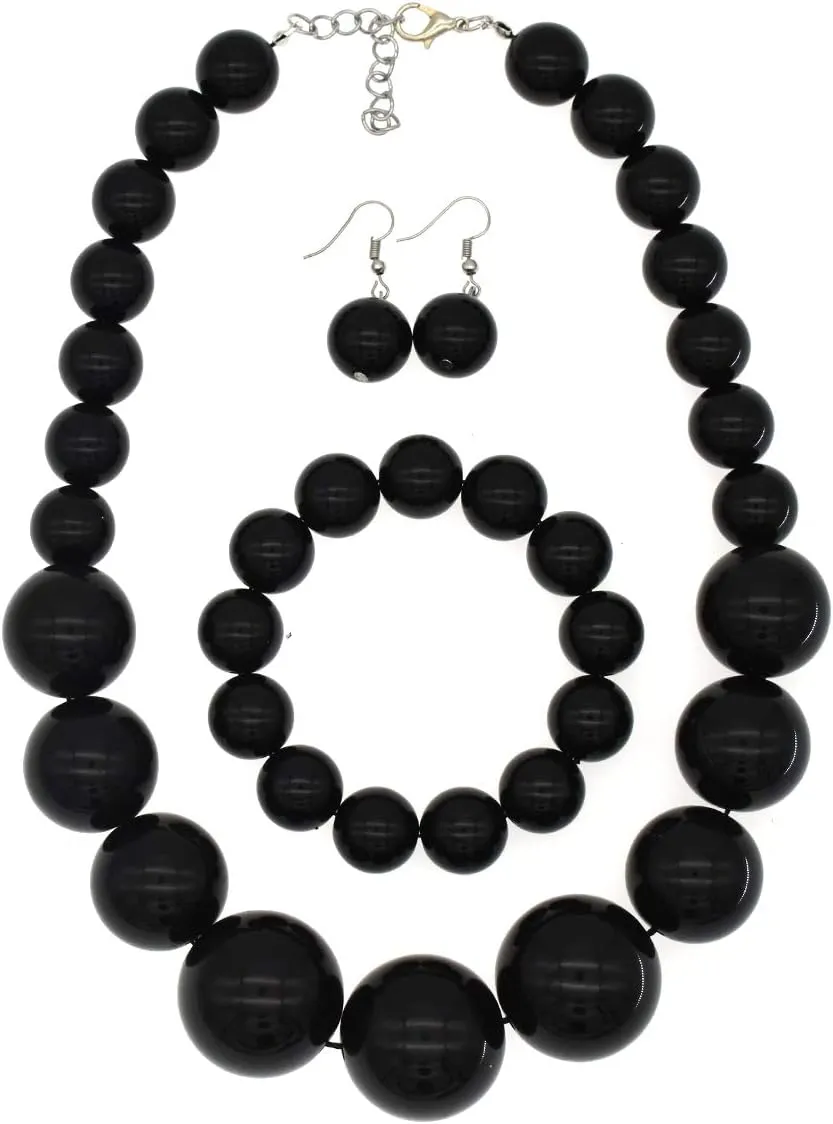 Large Big Faux Pearl Necklace for Women Chunky Pearl Necklace and Earrings set 1920s Costume Jewelry set Prom party Wedding