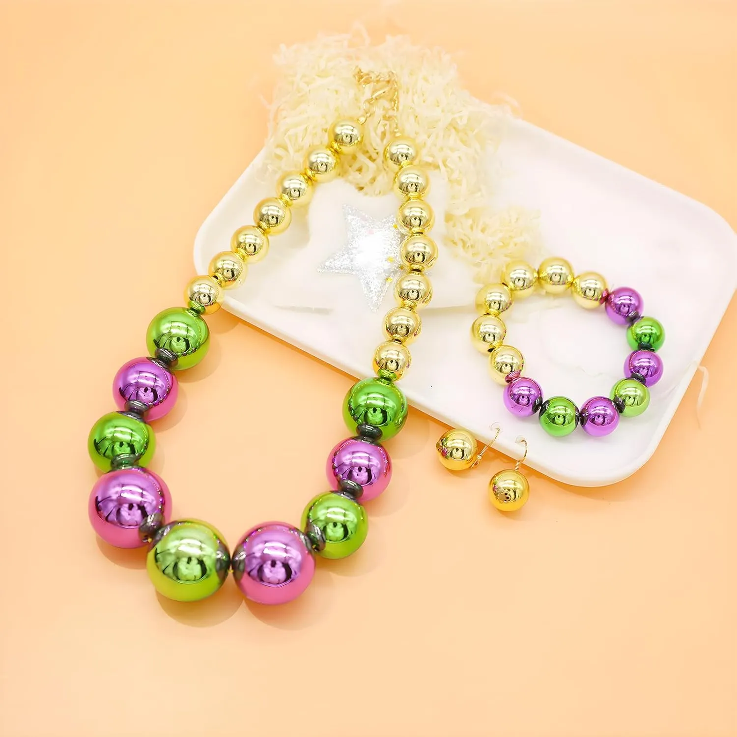 Large Big Faux Pearl Necklace for Women Chunky Pearl Necklace and Earrings set 1920s Costume Jewelry set Prom party Wedding