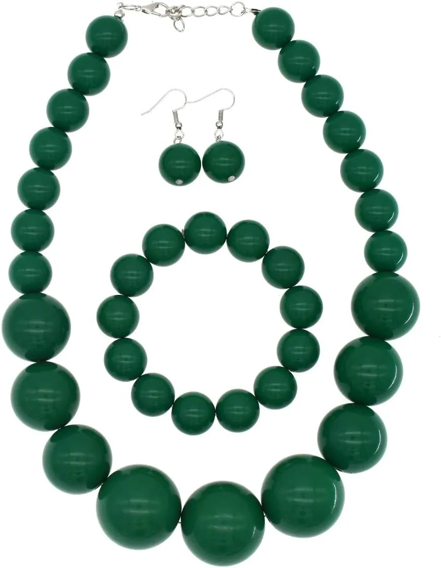 Large Big Faux Pearl Necklace for Women Chunky Pearl Necklace and Earrings set 1920s Costume Jewelry set Prom party Wedding