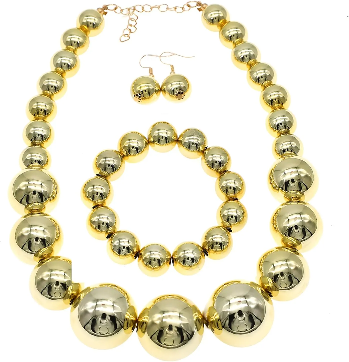 Large Big Faux Pearl Necklace for Women Chunky Pearl Necklace and Earrings set 1920s Costume Jewelry set Prom party Wedding