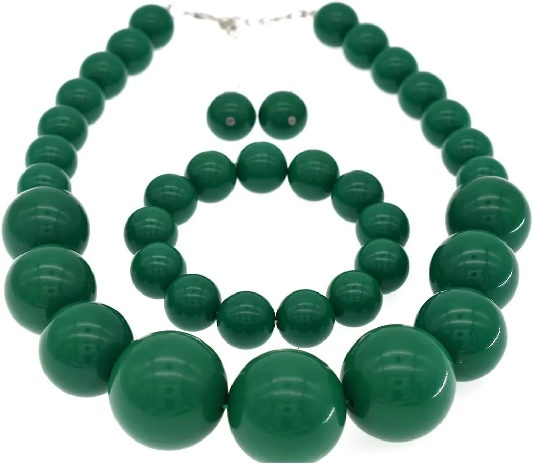 Large Big Faux Pearl Necklace for Women Chunky Pearl Necklace and Earrings set 1920s Costume Jewelry set Prom party Wedding
