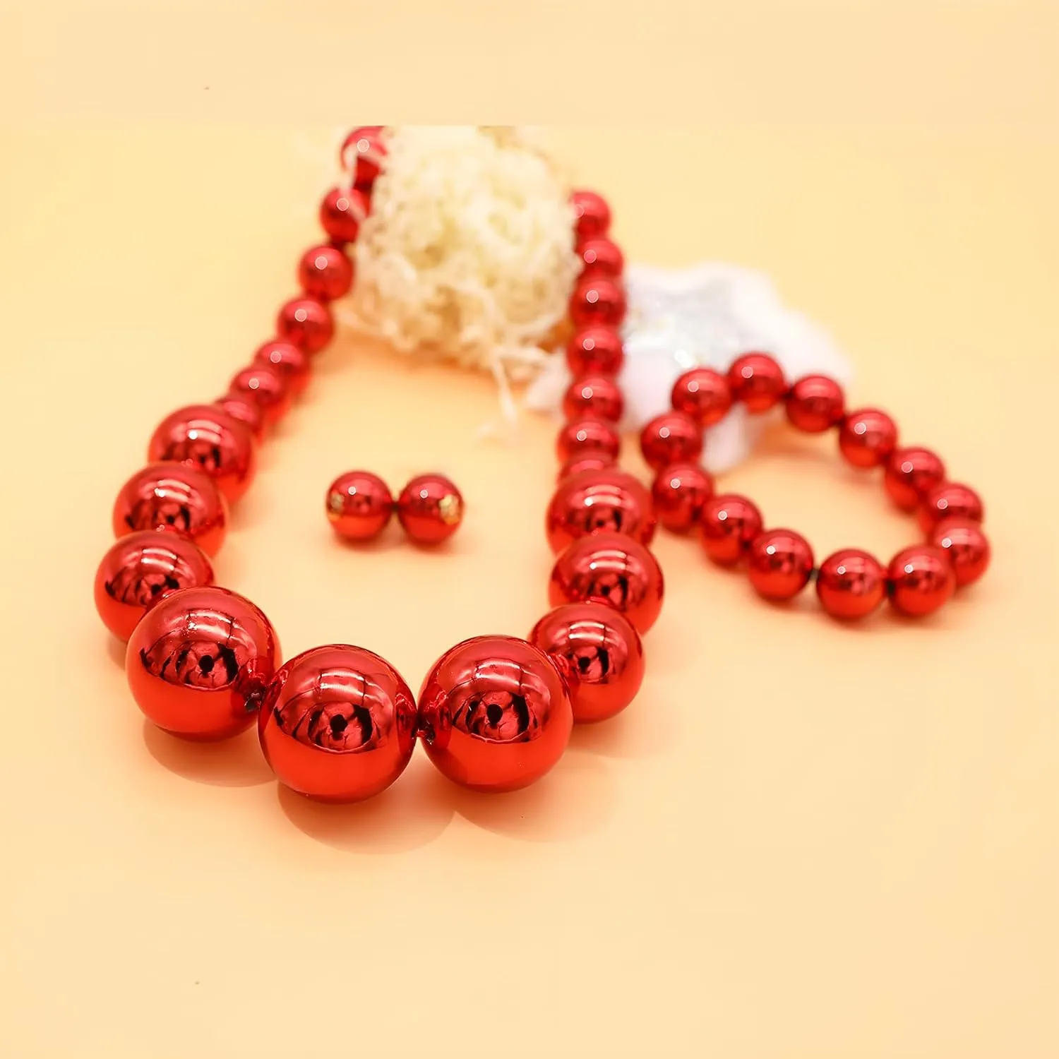 Large Big Faux Pearl Necklace for Women Chunky Pearl Necklace and Earrings set 1920s Costume Jewelry set Prom party Wedding