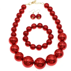 Large Big Faux Pearl Necklace for Women Chunky Pearl Necklace and Earrings set 1920s Costume Jewelry set Prom party Wedding