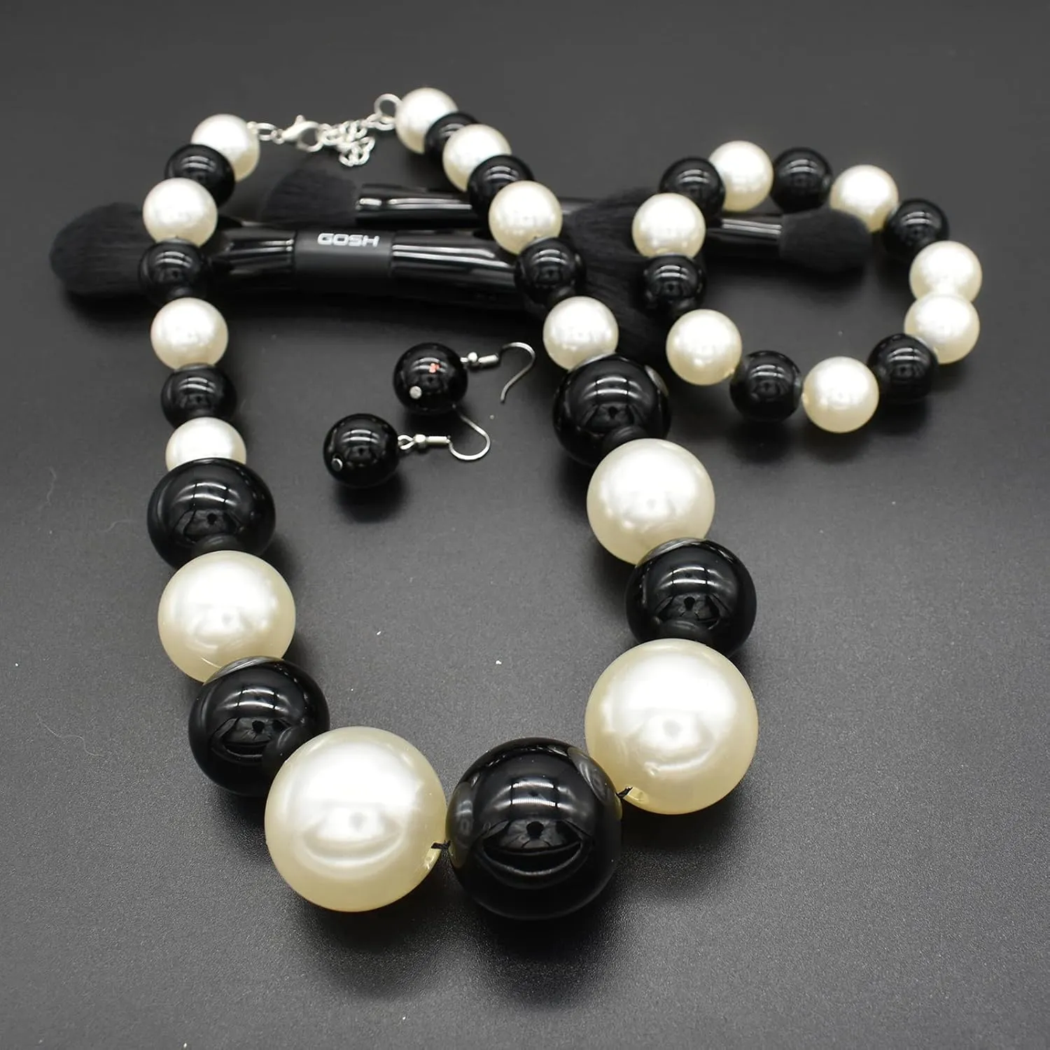 Large Big Faux Pearl Necklace for Women Chunky Pearl Necklace and Earrings set 1920s Costume Jewelry set Prom party Wedding