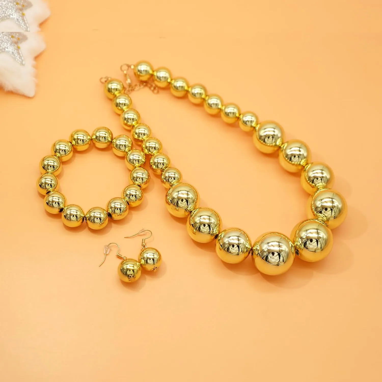 Large Big Faux Pearl Necklace for Women Chunky Pearl Necklace and Earrings set 1920s Costume Jewelry set Prom party Wedding