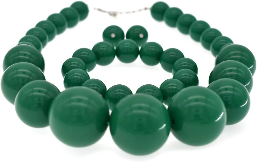 Large Big Faux Pearl Necklace for Women Chunky Pearl Necklace and Earrings set 1920s Costume Jewelry set Prom party Wedding