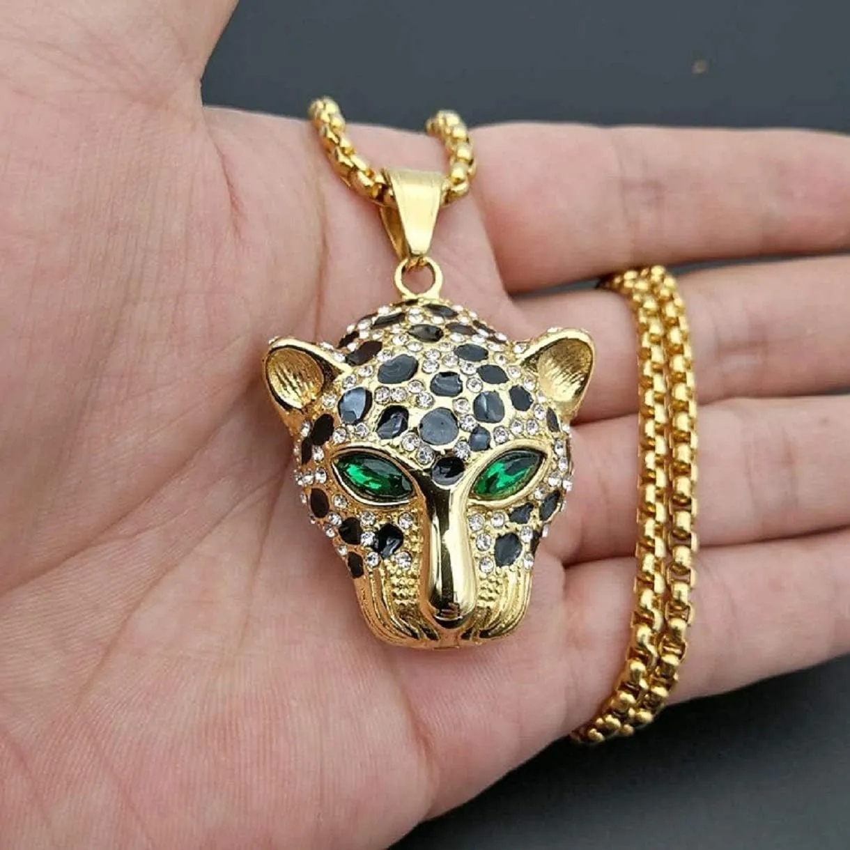 Leopard Head Pendant and Cheetah Head Necklace for Men - Viking Style Animal Jewelry