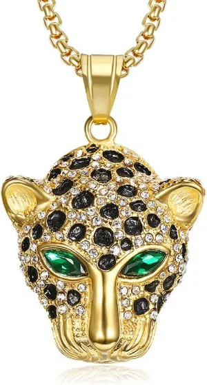 Leopard Head Pendant and Cheetah Head Necklace for Men - Viking Style Animal Jewelry