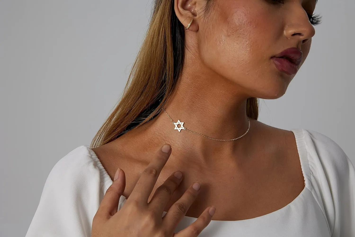 LEXODY Dainty Gold Choker Necklace Simple Necklace for Women 18K Gold Plated Minimalist Layered Circle Coin Chain Unique Sideways Cross Bird Lightning Necklace Delicate Choker Jewelry for Women