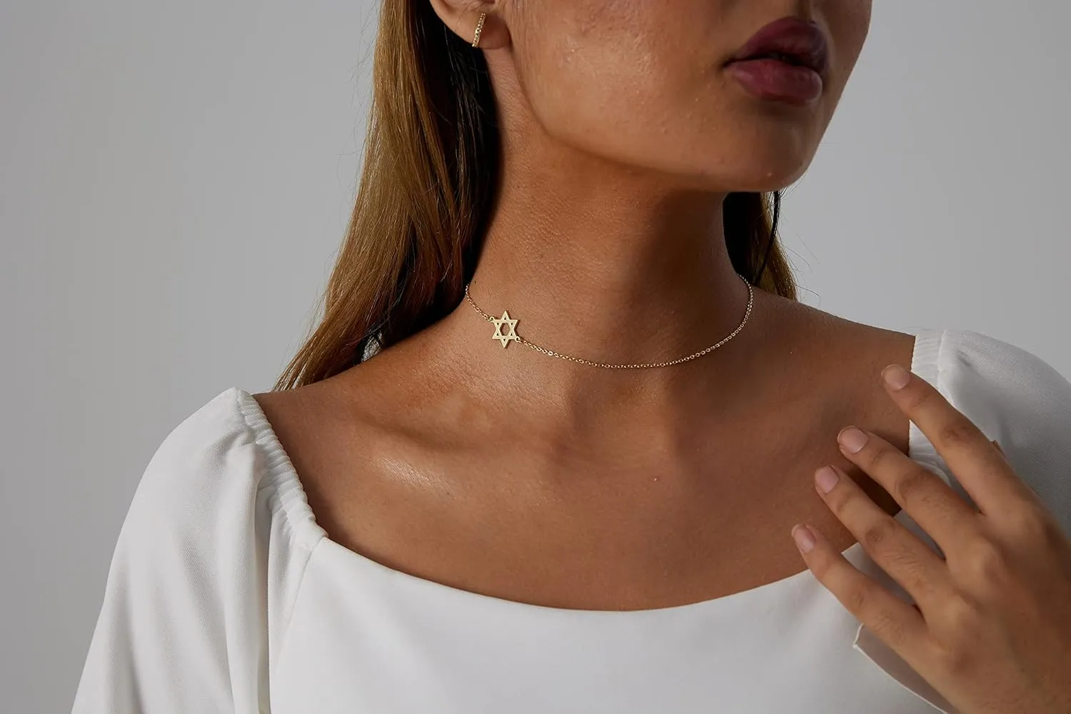 LEXODY Dainty Gold Choker Necklace Simple Necklace for Women 18K Gold Plated Minimalist Layered Circle Coin Chain Unique Sideways Cross Bird Lightning Necklace Delicate Choker Jewelry for Women