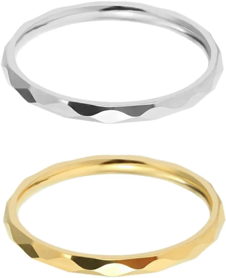 LIFKOME 2Pcs Chic Knuckle Decor Rings for Couples Titanium Steel Finger Decoration Stylish Occasions Lovers