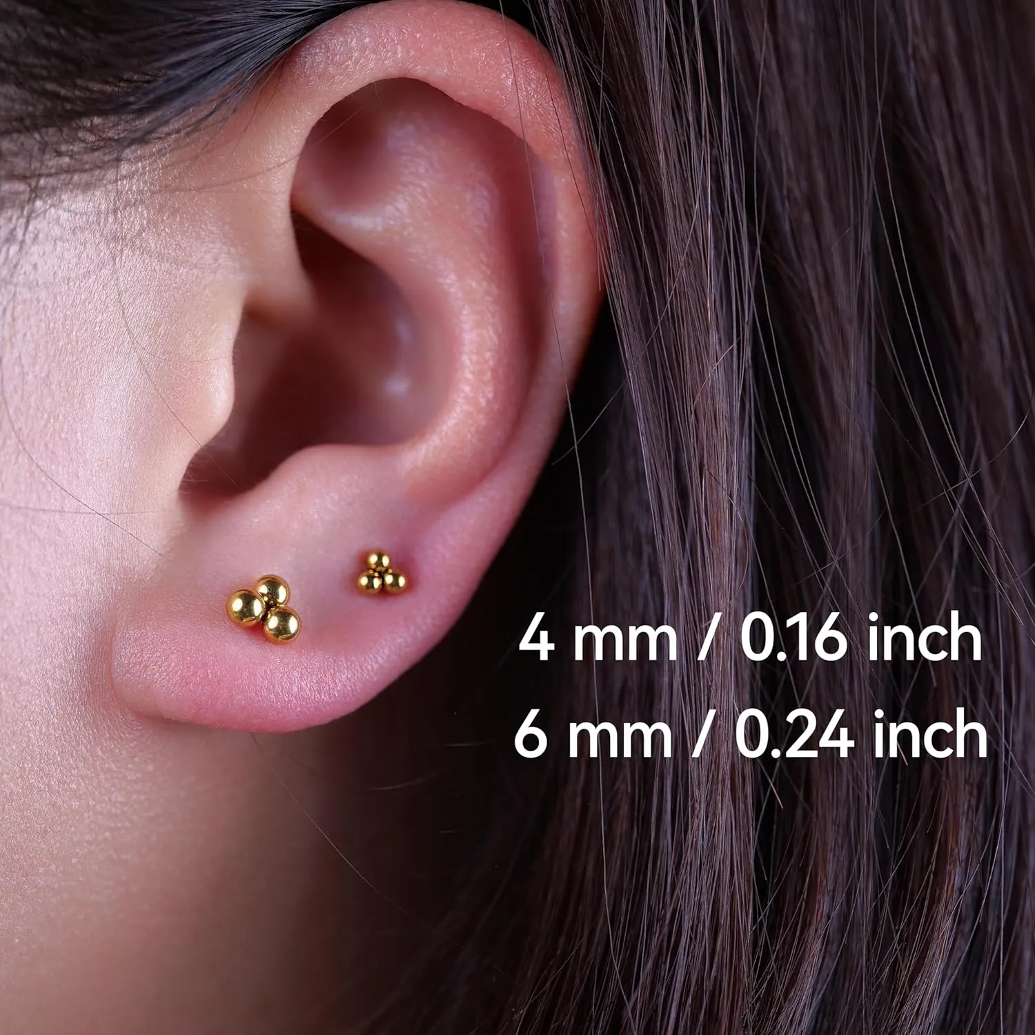 Limerencia G23 Pure Titanium Hypoallergenic Earrings | Tiny Trinity Ball Stud Earrings | Minimalist, F136 Implant Grade | Suitable for Sensitive Ears Delicate Jewelry