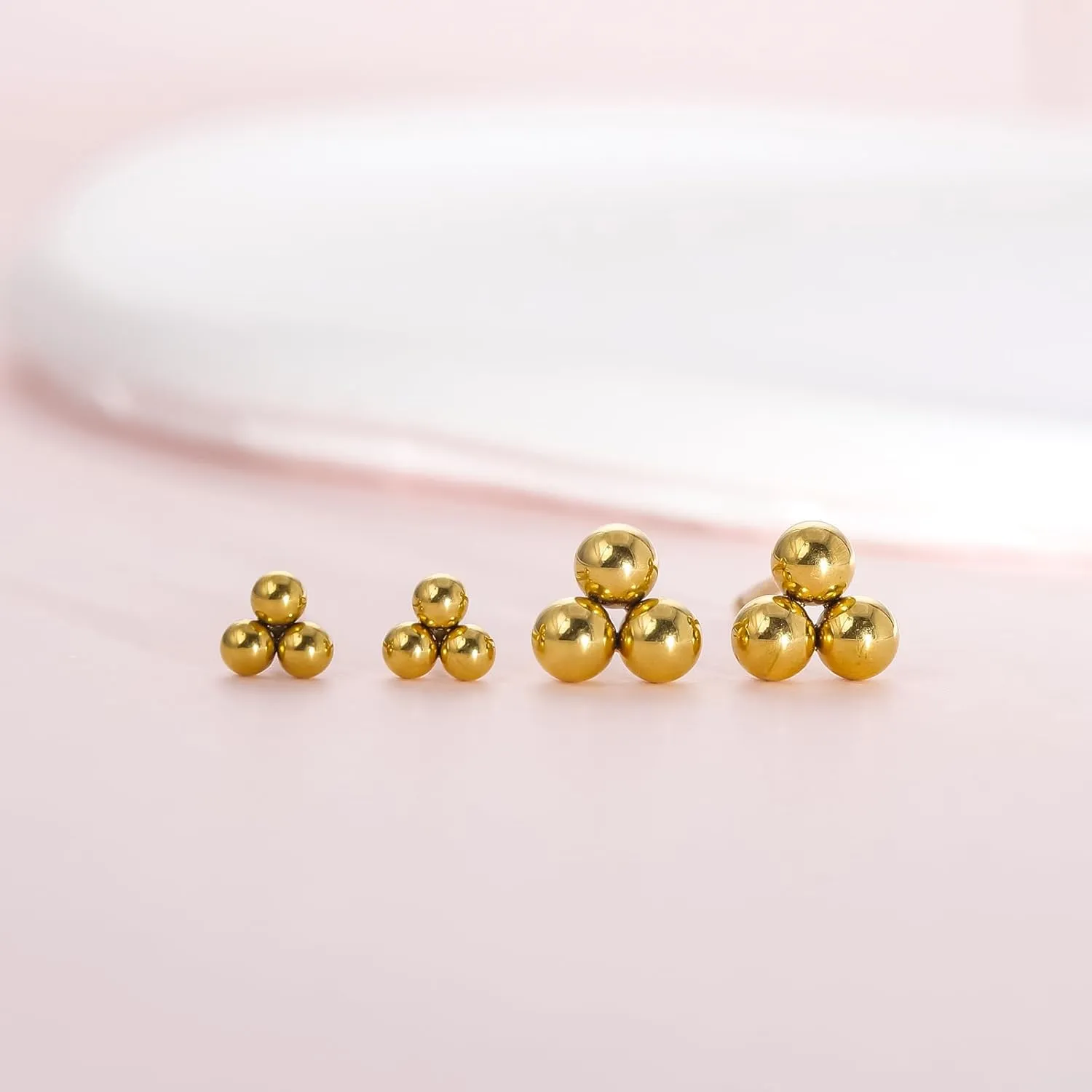 Limerencia G23 Pure Titanium Hypoallergenic Earrings | Tiny Trinity Ball Stud Earrings | Minimalist, F136 Implant Grade | Suitable for Sensitive Ears Delicate Jewelry