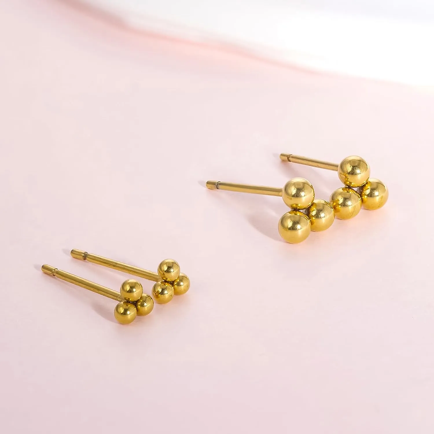 Limerencia G23 Pure Titanium Hypoallergenic Earrings | Tiny Trinity Ball Stud Earrings | Minimalist, F136 Implant Grade | Suitable for Sensitive Ears Delicate Jewelry