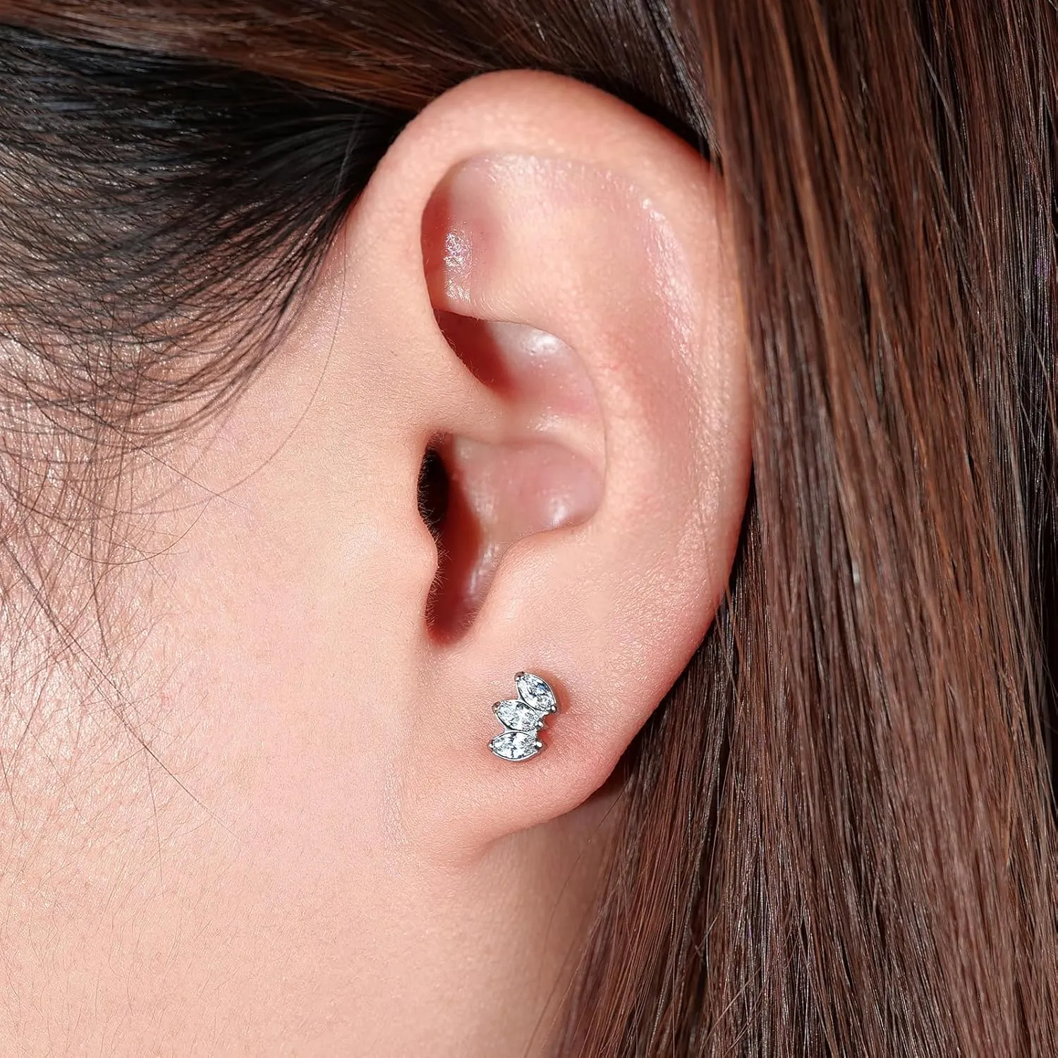 Limerencia Hypoallergenic G23 Pure Titanium Earrings | Crown Cubic Zirconia | F136 Implant Grade Piercing Studs| Suitable for Sensitive Ears Delicate Jewelry