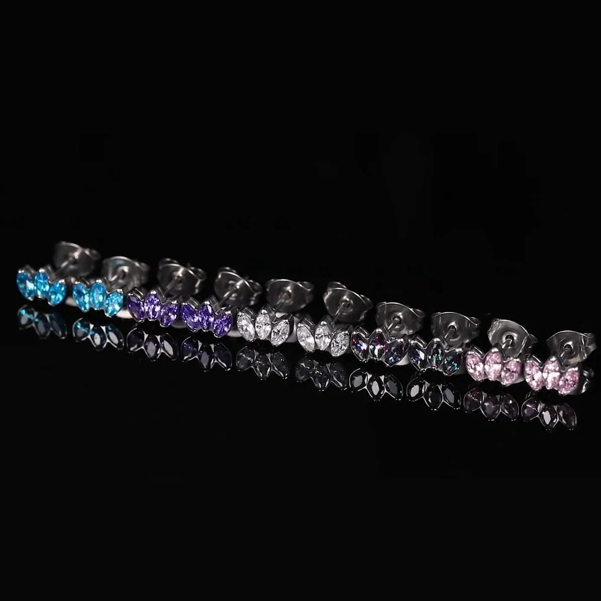 Limerencia Hypoallergenic G23 Pure Titanium Earrings | Crown Cubic Zirconia | F136 Implant Grade Piercing Studs| Suitable for Sensitive Ears Delicate Jewelry