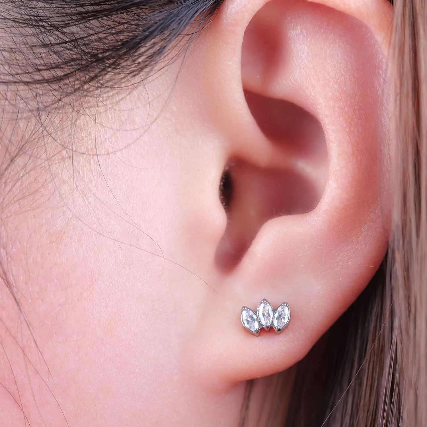 Limerencia Hypoallergenic G23 Pure Titanium Earrings | Crown Cubic Zirconia | F136 Implant Grade Piercing Studs| Suitable for Sensitive Ears Delicate Jewelry
