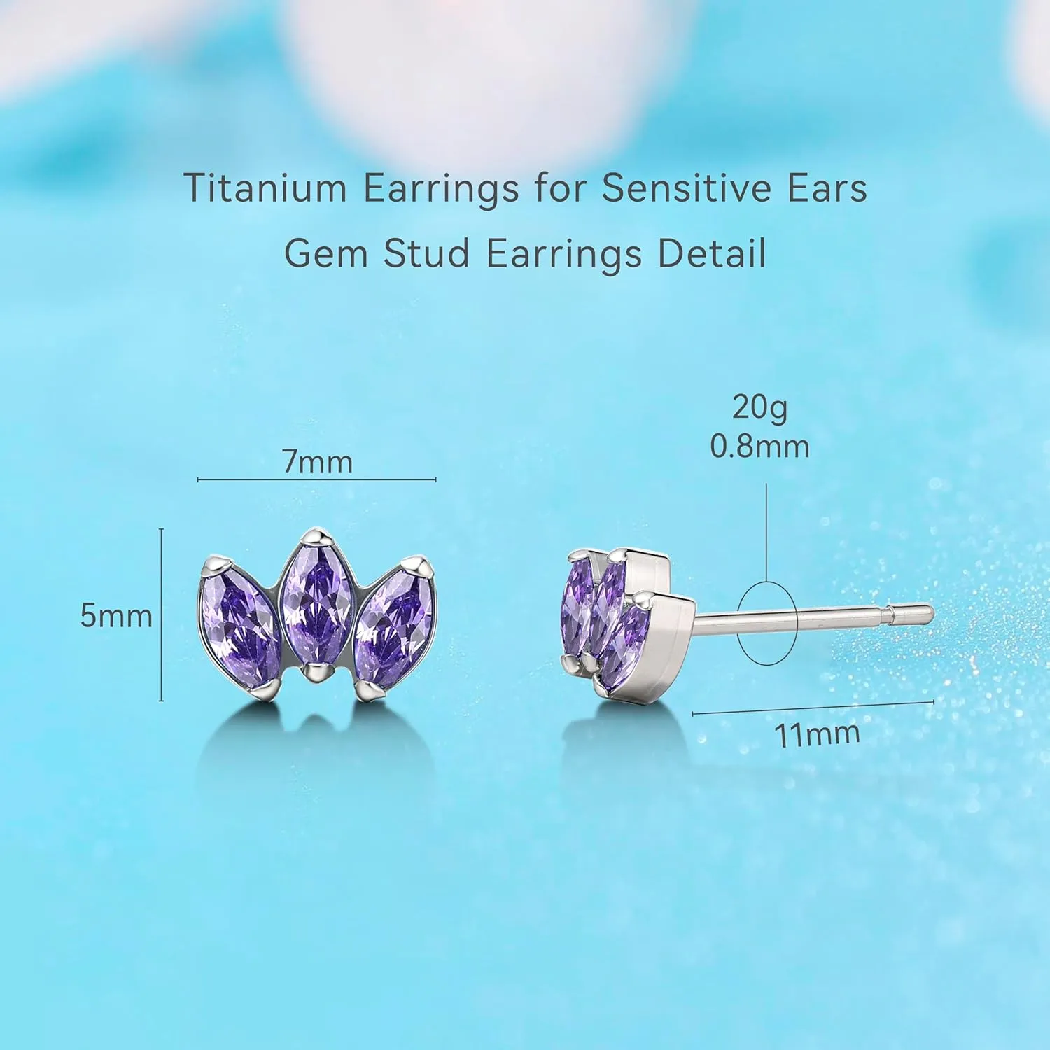 Limerencia Hypoallergenic G23 Pure Titanium Earrings | Crown Cubic Zirconia | F136 Implant Grade Piercing Studs| Suitable for Sensitive Ears Delicate Jewelry