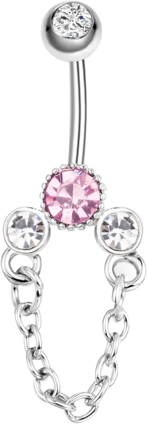 Love Belly Button Ring Heart CZ Belly Rings 14G Surgical Steel Navel Piercing Shiny Jewelry Pink Heart Belly Button Rings for Women