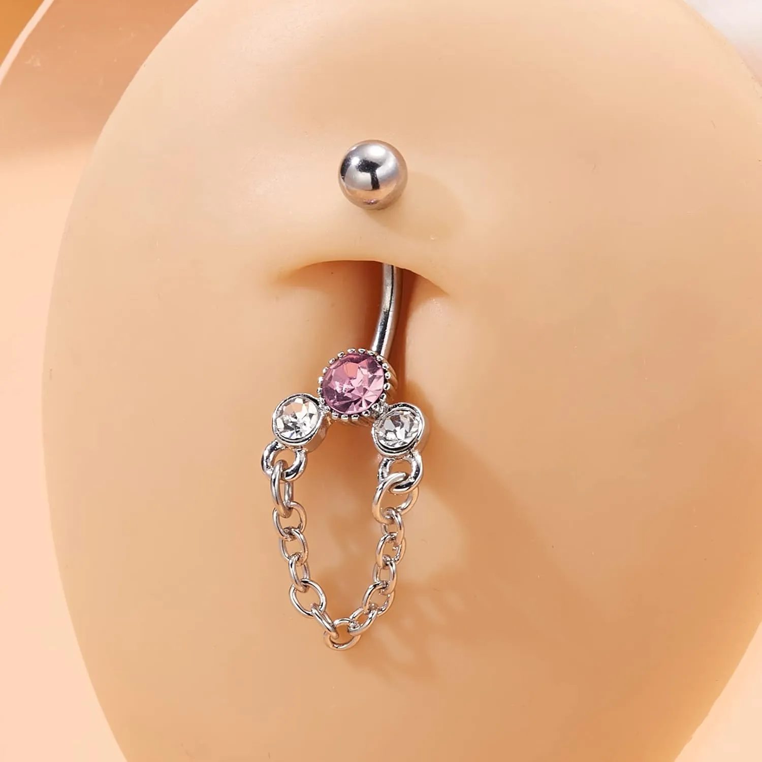 Love Belly Button Ring Heart CZ Belly Rings 14G Surgical Steel Navel Piercing Shiny Jewelry Pink Heart Belly Button Rings for Women