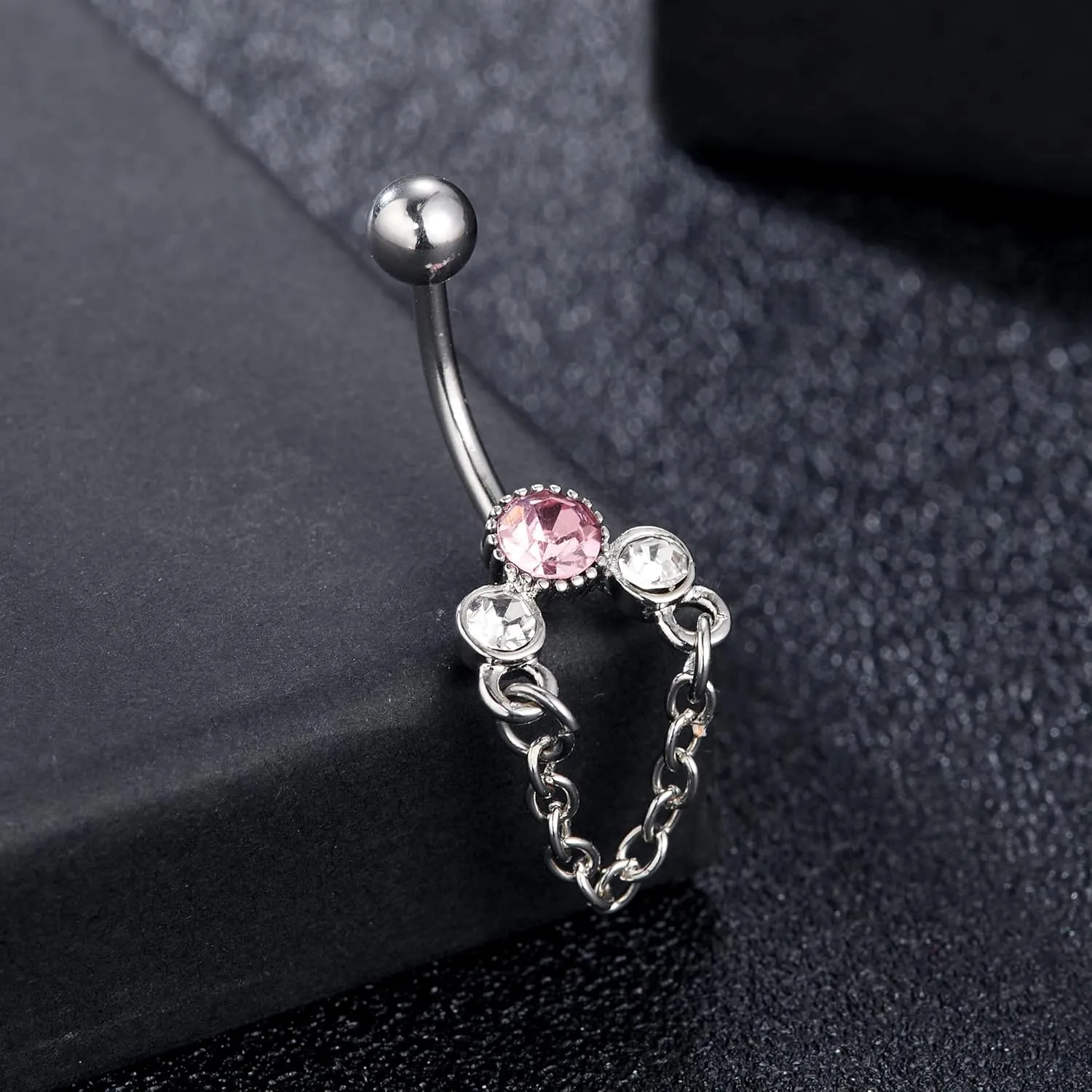Love Belly Button Ring Heart CZ Belly Rings 14G Surgical Steel Navel Piercing Shiny Jewelry Pink Heart Belly Button Rings for Women