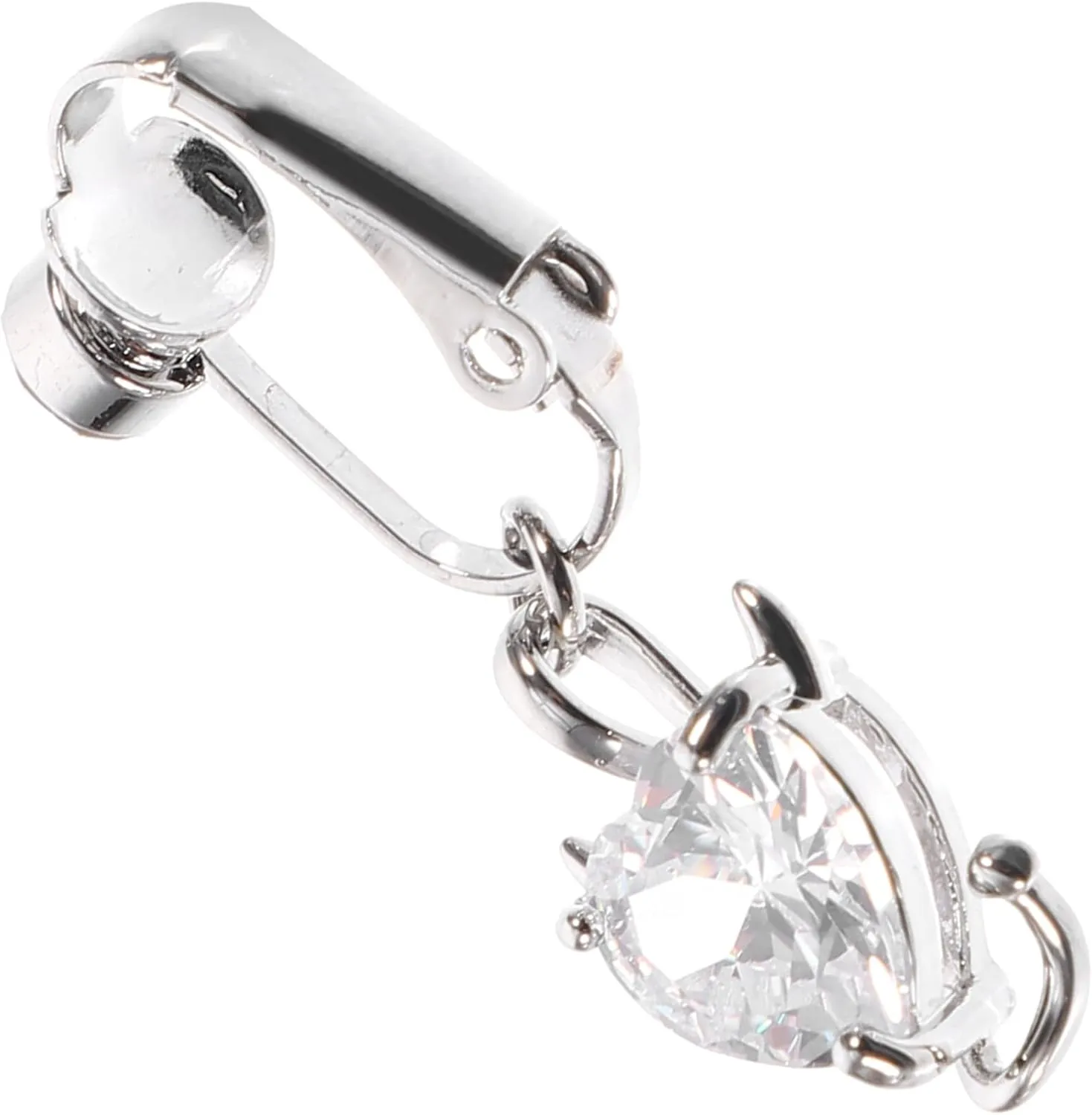 Love Zircon Pendant Belly Button Ring Fake Belly Button Ring Dangle Clip No Punching