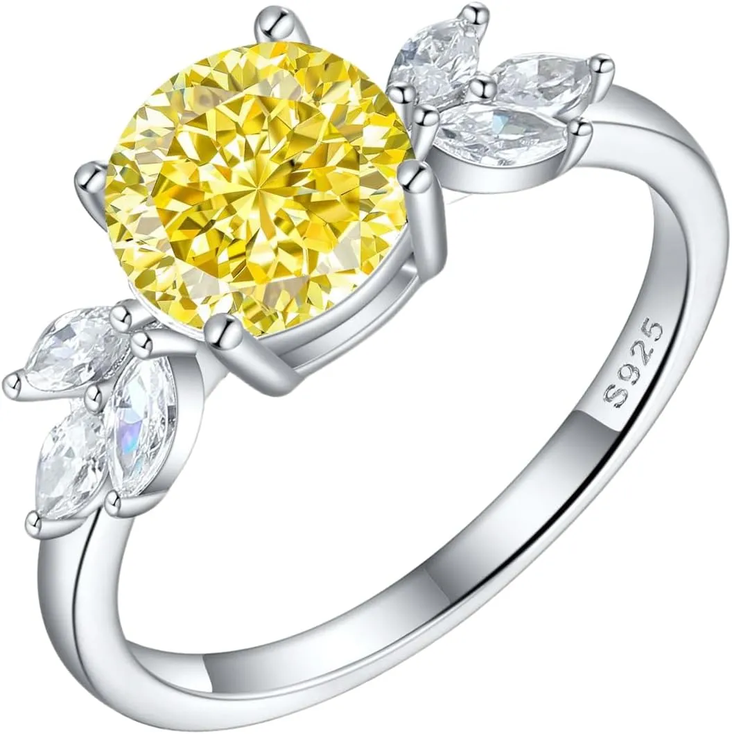 LOVECORE 925 Sterling Silver Engagement Rings for Women White Gold Plated Angel Wedding Promise Bands Cubic Zirconia Jewelry Surprise for Women Wife Her