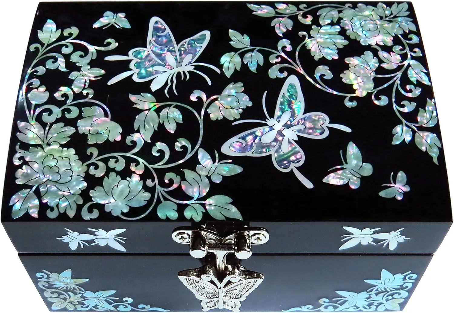MADDesign Mother of Pearl Jewelry Ring Earring Box Butterflies Design