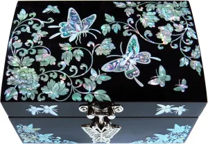 MADDesign Mother of Pearl Jewelry Ring Earring Box Butterflies Design