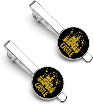 Magic Kingdom Castle Men's Tie Clip Round Tie Bar Tie Tack Pins Jewelry Accessories for Father's Day Gifts