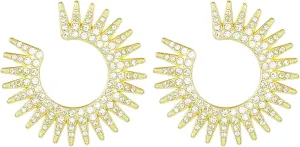 MALOYANVE Sun burst Earrings Delicate Spiky Sun Burst Rhinestone Chunky Textured Huggie Style Hinged Statement Stud Earrings Trendy Jewelry Gifts for Women