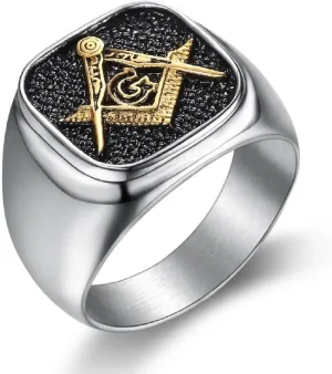 Masonic Ring, Compass and Square Ring for Men, Freemason Ring Masonic Jewelry, Hip Hop Masonic Signet Biker Rings Masonic Symbol Square Ring All Seeing Eye Ring for mens