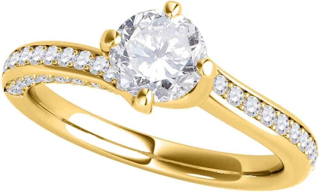 Mauli Jewels 0.90 Carat Classic Diamond Engagement Wedding Ring prong 10K Yellow Gold