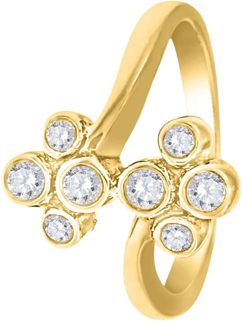 MauliJewels 0.30 Carat Bezel Set Diamond Ring 4 Bezel 10K Yellow Gold