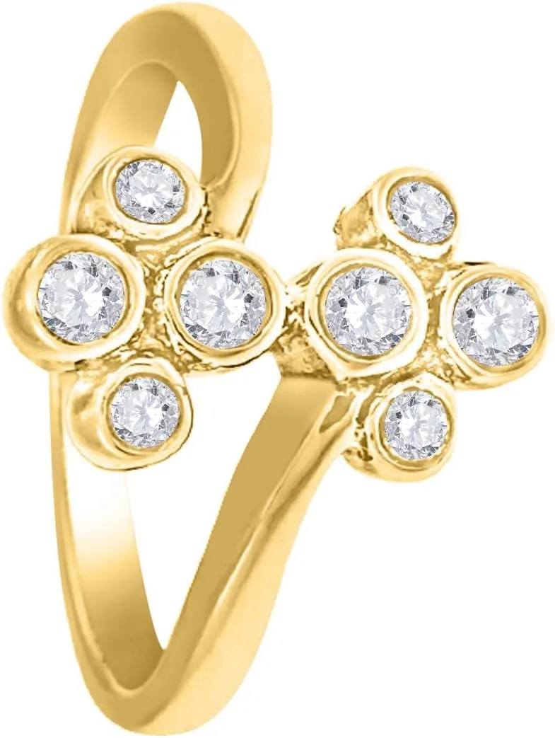 MauliJewels 0.30 Carat Bezel Set Diamond Ring 4 Bezel 10K Yellow Gold