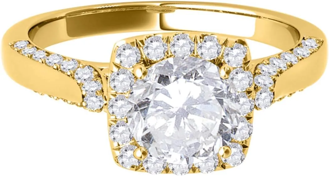 MauliJewels 1 Carat Halo Antique Design Engagement Diamond Ring Crafted 4 Prong 14k Solid Rose Gold